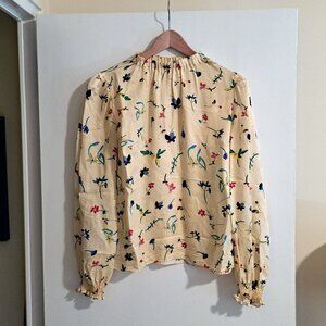 ELLIE MAE Pullover Blouse, pale yellow with flowers, sz M